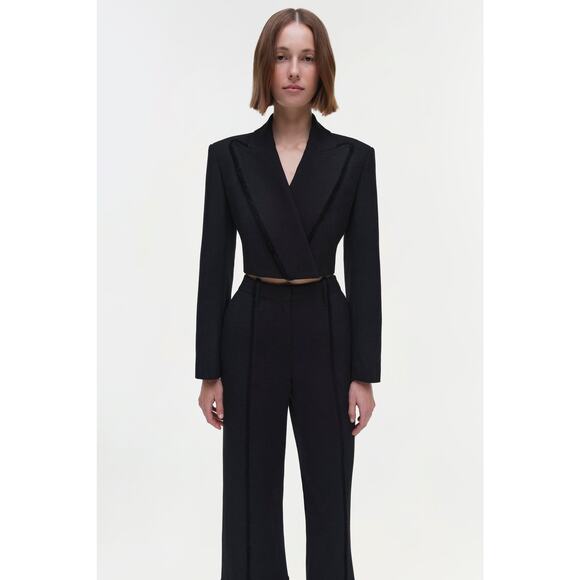 Simkhai Cassian Cropped Blazer in Black 6 - Picture 1 of 6